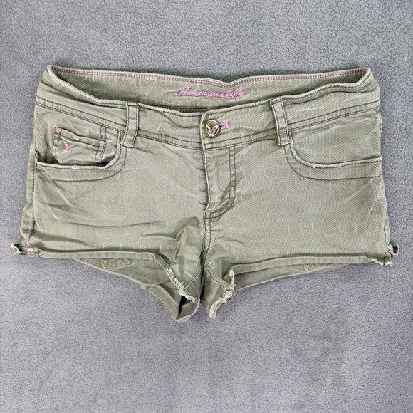 American Eagle Outfitters Pants - American Eagle Shorts Womens 0 Army Green Low Rise 2" Inseam Stretch Rhinestone